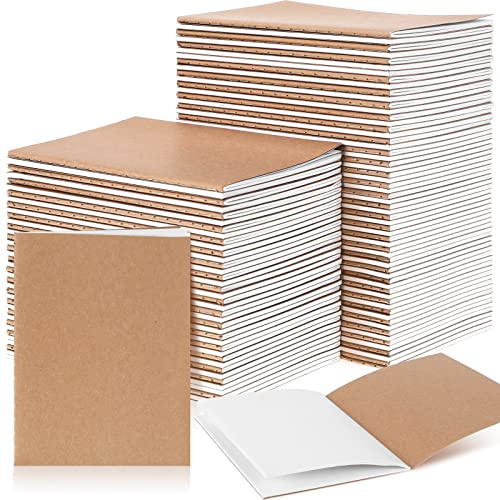 150-pack kraftpapper anteckningsböcker tom sida kraftskrift anteckningsblock sydd resedagbok A6 ficka memo block ofodrad ämne anteckningsböcker för resenärer studenter klassrum kontor skolmaterial