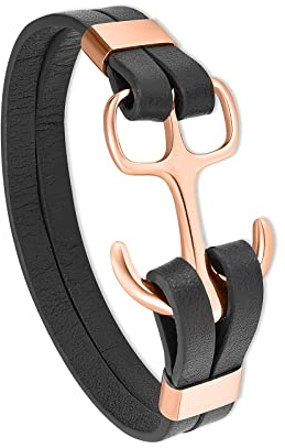 Urna armband kremeringsarmband för aska ankare kremeringsarmband för aska läder urna armband för älskade askhållare minnessak kremeringssmycken, svart med ros