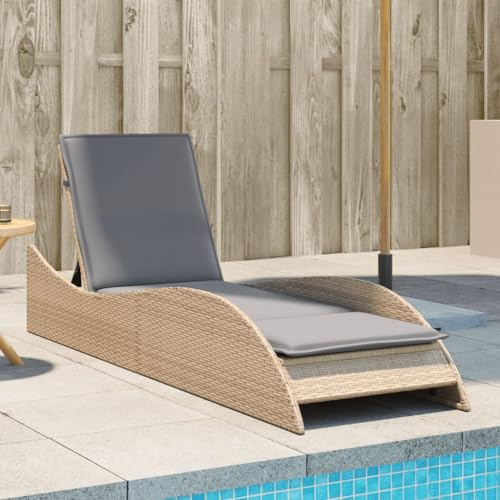 Faroom Tumbona Doble Jardin Exterior Regulable y Respaldo Reclinable, Cama Jardin Exterior, Cama Exterior Jardin, Tumbona Doble Poliratán, Tumbonas Exterior Beige 60 x 205 x 54/63/73 cm