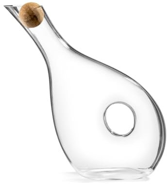 Calledelregalo Decantador de vino de cristal con forma ligeramente retorcida