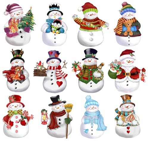 Riisoyu 12 Pezzi Natalizi Magneti Frigorifero, Calamite Grandi Decorativi Frigo Magnete Potenti Calamita Bambini Magnetica Potente per Lavagna Bianca Casa Cucina Lavastoviglie Ufficio Calendario