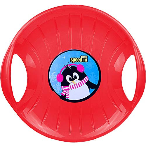 Ondis24 großer Tellerrutscher mit 2 Griffen Porutscher Tellerschlitten Schlitten Kunststoff rot 60 cm leicht, stabil & günstig, riesiger Spaß garantiert (Feuerrot)