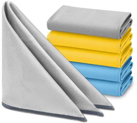 SOMLAW Paños de Cocina de Microfibra 6 Unidades, Toallas Trapos de Limpieza Reutilizables, Paños de Limpieza Lavable sin Rayas sin Pelusa para Casa, Cocina, Coche, Cristal 40x40cm