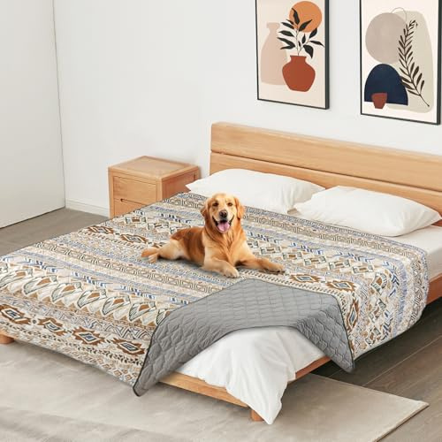 YOSEPATI Vattentät Hundfilt Boho Hundbäddsöverdrag Husdjursfilt Soffa Soffa | Vändbart Sofföverdrag för Hundar, Tvättbart, Skyddande Möbler, Sängsoffa, Soffa för Valp Och Katt, Vattentätt Sofföverdrag
