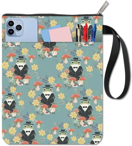 CRASPIRE Custodia per Quaderno da Viaggio con Stampa Fronte-Retro con Tasca Frontale per Libri Tascabili e Copertina Rigida con Tasca con Cerniera in Tessuto Lavabile Motivo: Fiore e Fungo.