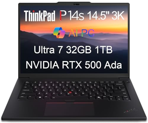 Lenovo ThinkPad P14s Gen 5 Mobile Workstation Laptop (14.5 3K QHD 120Hz, NVIDIA RTX 500 Ada, Intel Core Ultra 7 155H, 32GB DDR5 RAM, 1TB SSD) AI PC for Designer, Engineer, FP, IR Webcam, Win 11 Pro