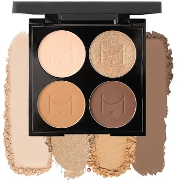 Palette Maquillage Yeux, 4 Couleurs, Doré, Marron Foncé, Fard à Paupières, Maquillage Palette, Paillettes Mates, Imperméable, Longue Durée, Hautement Pigmentée, Miroir Intégré, Parfait pour Femmes-01