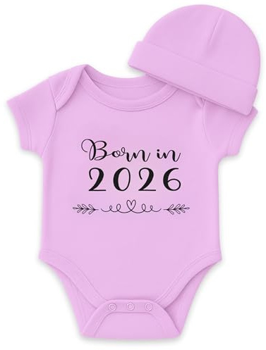 Miss Chapas | Ensemble Bébé Born in 2026 Body + Bonnet – Cadeau de Naissance Original, Baby Shower, Noël | Nouveau-né | Présenté dans une Boîte Kraft Prêt à Offrir (ROSA, 3M)