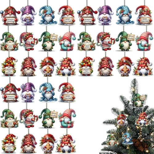 Teegxddy 36 nani Ornamenti Natalizi in Legno da Appendere, Addobbi Pendenti, per Decorazioni Albero di Natale Fai da Te