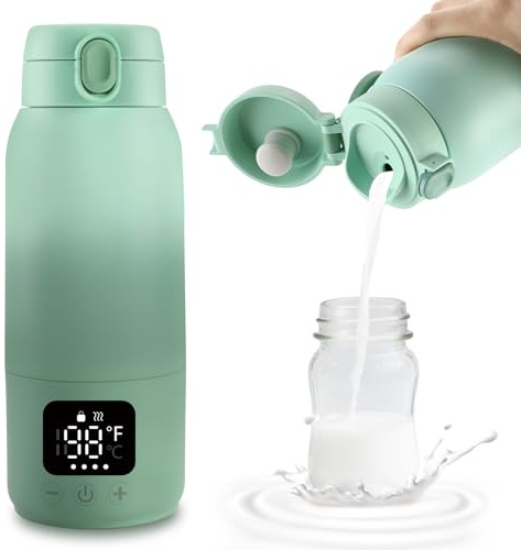 Portable Bottle Warmer for Travel,17oz Portable Milk Warmer for Baby Fast Heating,30W Fast Charge Precise Temperature Control Bottle Warmer On The Go Baby Milk Warmer for Breastmilk & Formula
