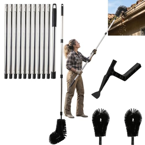 Limpiador de Canalones 4.3M,Cepillo Ajustable con Pala y Escombros