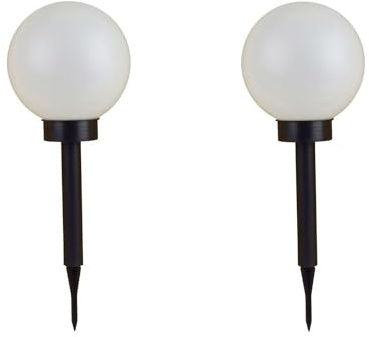 BURI 2er Juego De LED Solar Lámpara Redonda 3 IN 1 Lámpara de Globo Bola Luminosa Jardín