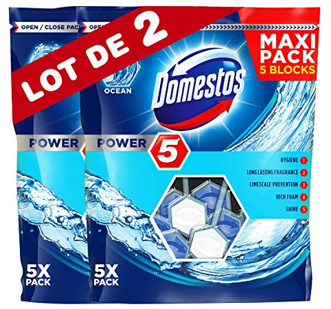 Domestos Power 5 WC Sten, 2-pack (2 x 55 ml) Hav
