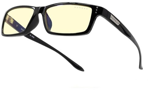Gunnar Gaming and Computer Eyewear - Riot, Frame Colour: Onyx, Lens Tint: Amber (Blocks 65% Blue Light & 100% UV Light) - Blue Light Blocking Glasses - Patented lens - Reduce eye strain & dryness