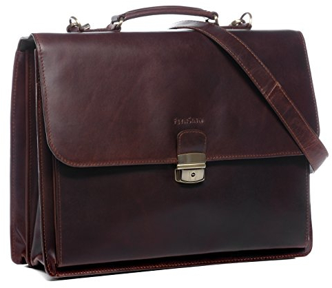 FEYNSINN große Aktentasche echt Leder - 15.4 Zoll Laptop Business-Tasche EMILIO XL - Arbeitstasche Laptoptasche Herrentasche mit Laptop-Fach - Ledertasche Herren braun handgefertigt