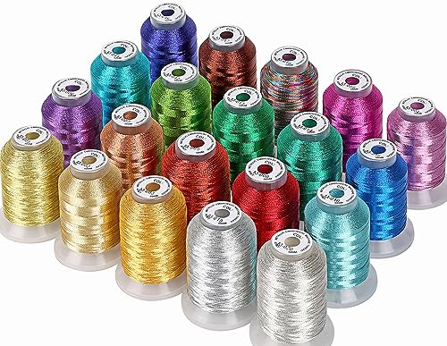 New brothread 20 Sortierte Farben Metallic Maschinen Stickgarn 500M für Computerized Stickerei und Dekoratives Nähen