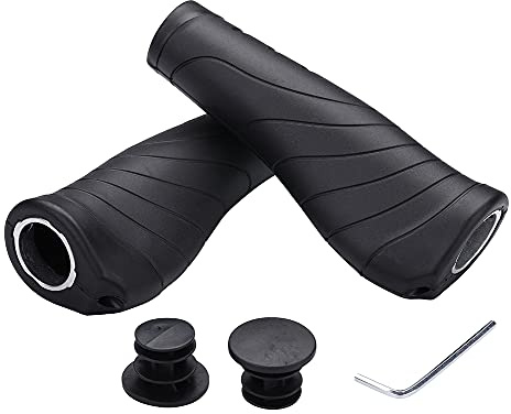 Cykelhandtag – Lock-On handtag vattentåliga och halkfria ergonomiska sportiga handtag för MTB, trekkinghjul, turcykel, E-Bike, Crossbike, Fixie, svart svart