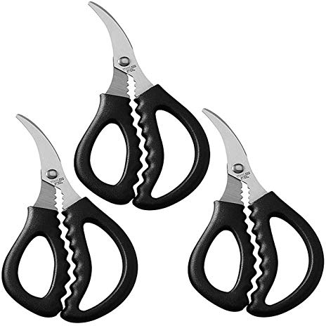 FRUTA - Forbici per frutti di mare, forbici per aragosta, multifunzionali, in acciaio inox, per pesci, gamberi, gamberi, frutti di mare, granchio, gamberetti, colore: nero