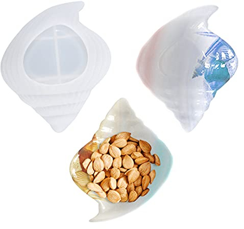 Zayookey Resine Stampo in Silicone Ciotola Conchiglia Stampi per Epossidica de Piatto de Sapone Stampi per Ciotole in Colata Mold Silicone Vassoio Bordi Alti (Shell Shape B)