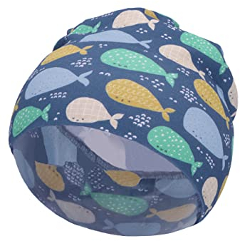 Sterntaler Baby Jungen Beanie Baby Slouch-Beanie Wale - Beanie Baby, Kinderbeanie - aus Jersey Baumwolle mit Print - mittelblau, 53