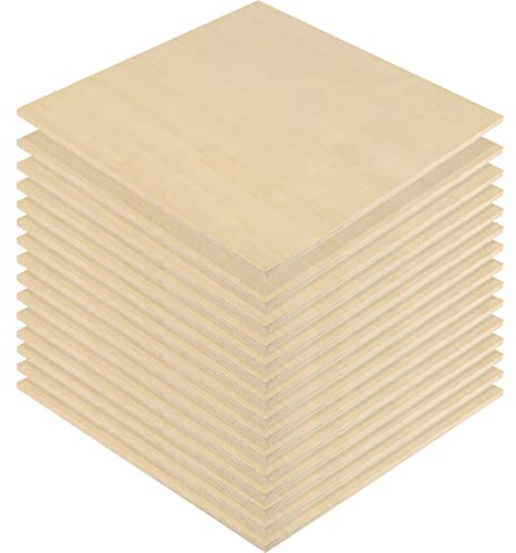 MUKCHAP 15 PCS 254 x 254 x 6mm Square Plywood Wood Sheet, Unfinished Wooden Sheets, Basswood Wood Board for DIY Crafts, Drawing