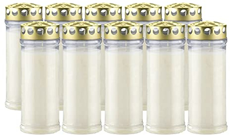 Kimiza Grabkerze, Dauerbrenner, 4 oder 7 Tage Brenndauer, incl. 1x Kimiza Stabfeuerzeug zu jeder Bestellung (24x7 Tage weiß Golddeckel)