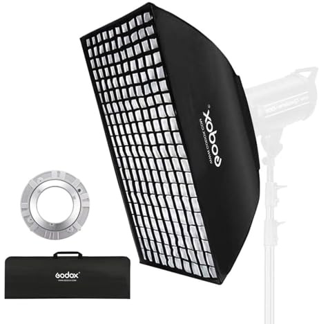 Godox 80x120 Centimeters/ 32x48 inches Softbox Lighting with Grid Beehive & Bowens Mount Speedring for Studio Photo Flash Speedlight Light and SUPON USB LED (80x120cm with Grid)