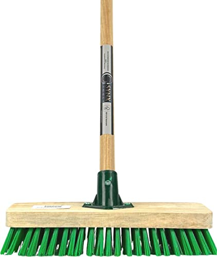 Synx Tools Mossa & kakelborste 28 cm – Mosborste sopborste med stål 120 cm – skrubsopborste – mossa – ogräsborste – veger – hård