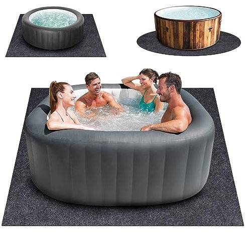 Tappetino per vasca idromassaggio, 228 x 228 cm, extra large, gonfiabile, per esterni e interni, retro antiscivolo impermeabile, tappetino protettivo assorbente per spa e piscina