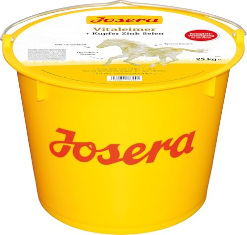JOSERA Vitaleimer Cheval (1 x 25 kg) | Équipement élevé en cuivre, Zinc et sélénium | Os et articulations Solides | Aliment minéral pour Chevaux