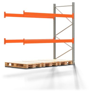 Generisch Palettenregal Artus - 2,5 x 2,8 x 1,1 (HxBxT) - 3 Ebenen - 1 Feld - Fachlast 3000kg - Schwerlastregal mit 9 Palettenplätzen (Anbauregal)