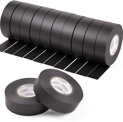 JFA Supplies Strong PVC Insulation Electrical Tape - Black Colours Pack of 12-19mm x 20m