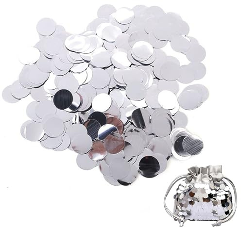 QIUMING 250g 30mm Assortite Lustrini per Decorazioni Paillettes paillettes rotonde piatte per La Creazione di Gioielli Nastro Lucido Con Paillettes per La Creazione di Gioielli Ricamo (Argento)