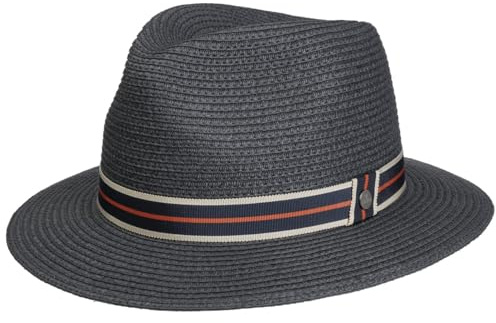 LIERYS Wardsville Traveller Toyo Strohhut Einfarbiger Hut Eleganter Reisebegleiter Luftdurchlässig Unisex Frühjahr Sommer dunkelblau M (56-57 cm)