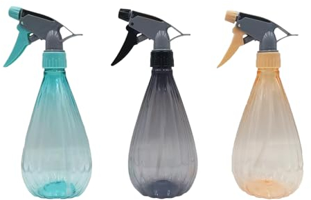 XKQYX 3 PCS 600ml Pumpkin Stripe Spray Bottles - Tri-Color (Orange, Grey, Blue) for Plants, Hair, Cleaning, Leak-Proof Mist & Stream Nozzle, Light weight - Home, Travel & Salon Essentials