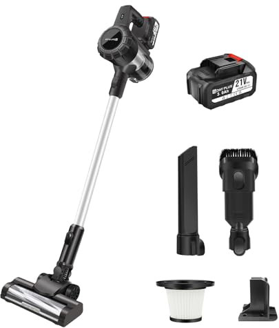 AUTOFU Cordless Vacuum Cleaner 30Kpa Vacuum Cleaner up to 45mins Runtime with LED Floor Brush,Upgraded Anti-Tangle Brush,Easy-Clean Dust Cup, Cordless Vacuum for Hardwood Floors/Carpets/Pet Hair