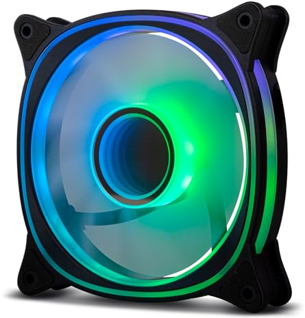 NOX XTREME PRODUCTS Hummer V-FAN – Ventilador PC 120 mm ARGB efecto espejo infinito, 9 aspas traslúcidas, rodamientos hidráulicos, esquinas de goma, negro