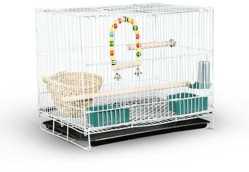 Lightweight bird cage set,with birdcage,bird toys,straw bird nest,and convenient cleaning tray,suitable for long tailed parrot, love bird, parrot, sparrow, canarie, suitable for families or travel