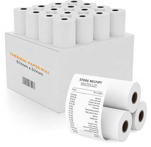 57 x 57 mm 40 Rolls Thermal Receipt Paper – BPA-Free POS Till Rolls for Cash Registers, Machines & Card Reader Printer Paper Cash Receipt Roll Paper.