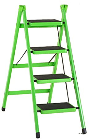 Escabeau télescopique pliable à 4 marches en métal robuste avec large pédale pour un usage domestique Design léger et portable pour un rangement facile et sécurisé