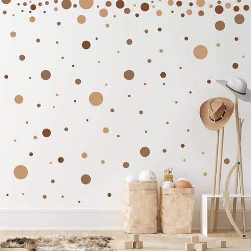 MUNZE Cerchi Luminosi Cameretta 140 Pezzi Standard Marrone Adesivi Parete Cerchi Punti