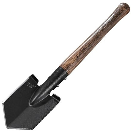 Generico Mini Pala da Campeggio con Manico 50 Minuti, Vanga Multifunzionale Portatile for Escursioni all'aperto, Giardinaggio, Emergenza(Serrated)