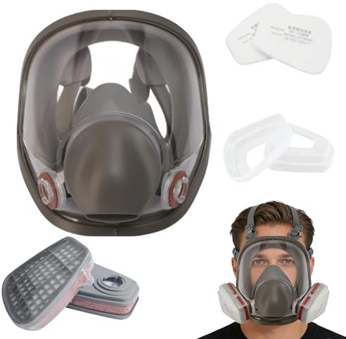 Andningsskyddsmask – återanvändbar helansiktsmask säkerhetsmask, luftångfiltersystem | dammtät skyddsdesign för lackering, beläggning, träbearbetning, jordbruksarbete