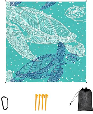 200 × 210 cm - Couverture de plage sans sable - Imperméable - Fonction extérieure - Tapis de plage XXL en microfibre avec poches d'angle - Couverture de pique-nique d'extérieur pour plage, randonnée