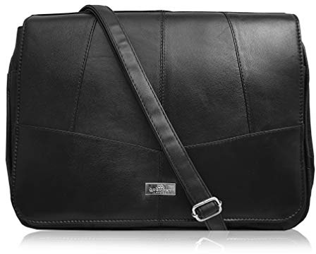 Quenchy London Bolso Bandolera de Mujer de Tres Secciones de Cuero Suave con Cremallera de Diseño - Bolso de Hombro Cruzado por el Cuerpo con Correa Ajustable 6 Bolsillos y Solapa Frontal QL975
