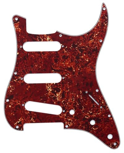 Musiclily 11 Hole SSS Strat Pickguard Scratch Plate for Fender USA/Mexican Standard Stratocaster Modern Style Electric Guitar, 4Ply Vintage Tortoise