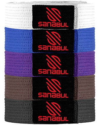 Sanabul BJJ Belt for Men & Women Brazilian Jiu Jitsu Belt with Ranking Stripes Sleeve Bar Kids Jiu Jitsu Gi Competition Approved - Black, A1