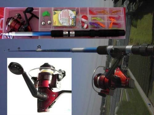 Angelset für Kinder Rute Rolle Angelrolle Zubehörbox Angelbox (KAset)