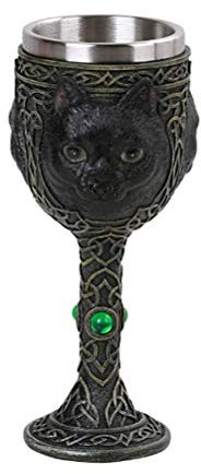 PT Kelch / Kelch / Kelch / Schwarze Katze / Sammlerstück, aus Kunstharz, herausnehmbar, innen aus Edelstahl