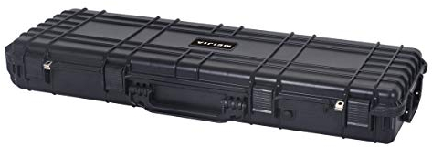 MEIJIA IP67 Wasserdichter Gewehrkoffer für Taktische Gewehre – Hartschalen-Koffer mit anpassbarer Schaumstoffeinlage, Staub-/Stoßgeschützt, Schwarz, 112,7 × 40,6 × 15,5 cm